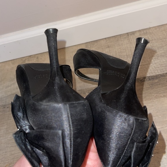 Rampage Black Satin Peep Toe Pumps - Picture 6 of 8